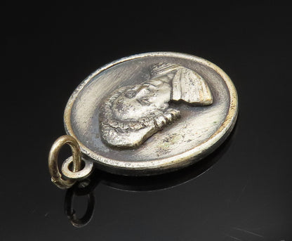 925 Sterling Silver  Vintage Antique Carved Head Round Pendant  PT20810
