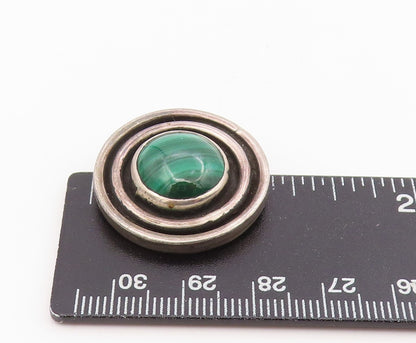 925 Sterling Silver Vintage Pendant Round Malachite Concentric Circles  PT25683