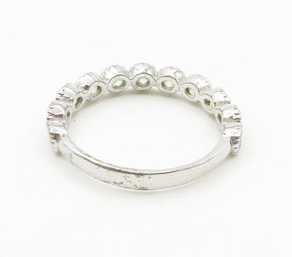 925 Sterling Silver  Round Cut Cubic Zirconia 11 Stone Band Ring Sz 8  RG16493