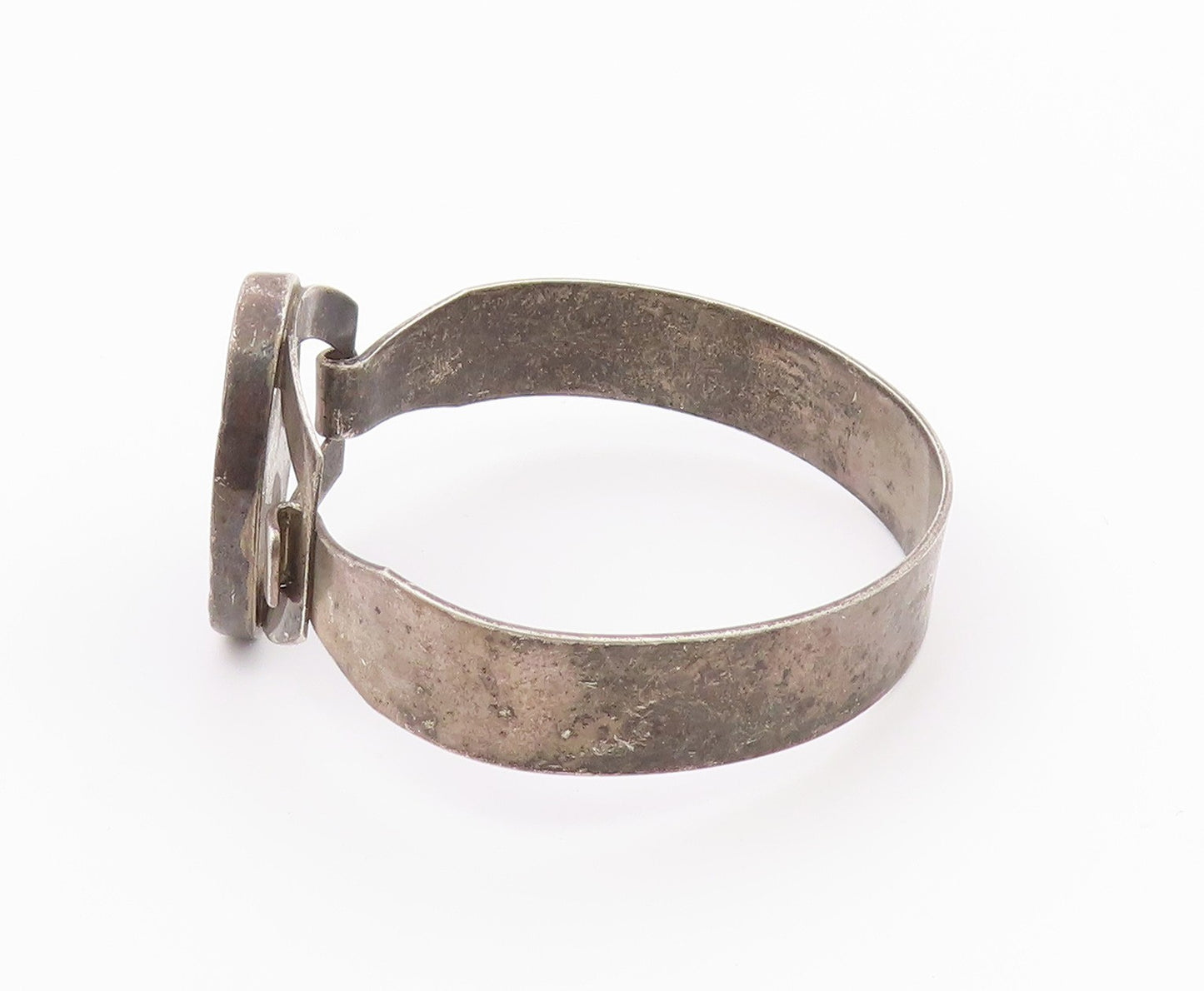 ISRAEL 925 Sterling Silver  Vintage Enamel Art Hook Bangle Bracelet  BT9307