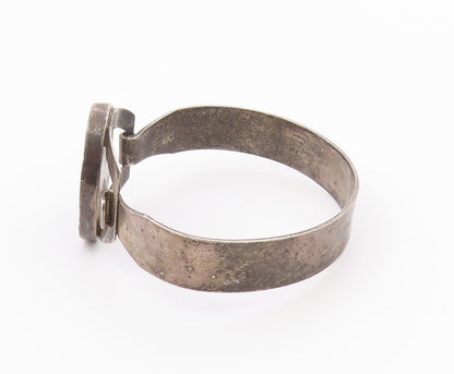 ISRAEL 925 Sterling Silver  Vintage Enamel Art Hook Bangle Bracelet  BT9307