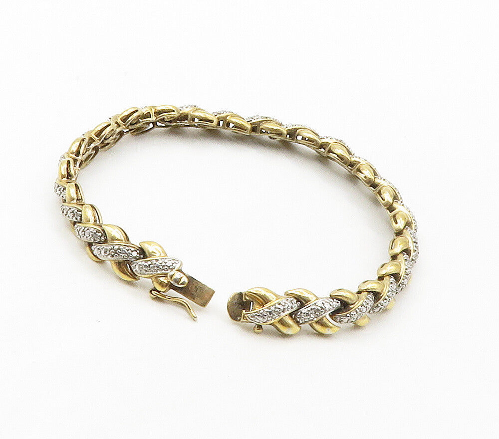 ROSS SIMON 925 Silver  Genuine Diamonds Gold Plated Chain Bracelet  BT6438