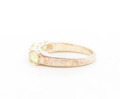 925 Sterling Silver Vintage Ring Citrine & CZ Inlay Band  Sz 9.25  RG31229