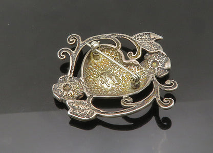 JEZLAINE 925 Sterling Silver  Vintage Floral Vine Love Heart Brooch Pin BP8568