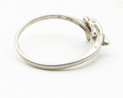 SILVER CLOUD 925 Sterling Silver  Vintage Dolphin Bypass Ring Sz 7  RG11507