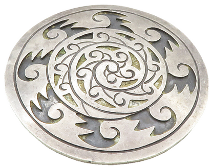 A. CAZARES TAXCO 925 Silver  Vintage Antique Swirl Pattern Brooch Pin  BP4156