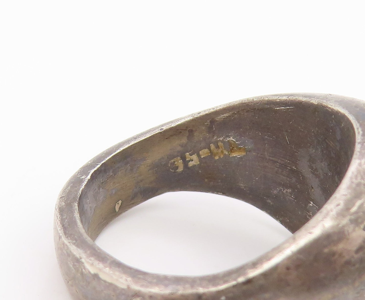 925 Sterling Silver Vintage Ring MEXICO Dark Tone Solid Ribbed Dome Sz 8 RG34646