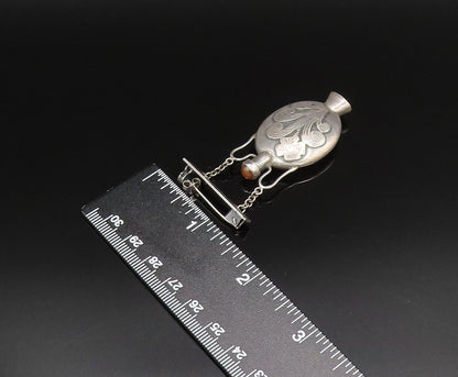 ISRAEL 925 Silver  Vintage Carnelian Perfume Bottle Brooch Pin (OPENS)  BP9886