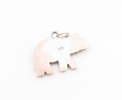 925 Sterling Silver Vintage Pendant Etched Majestic Royal Elephant Charm PT25923