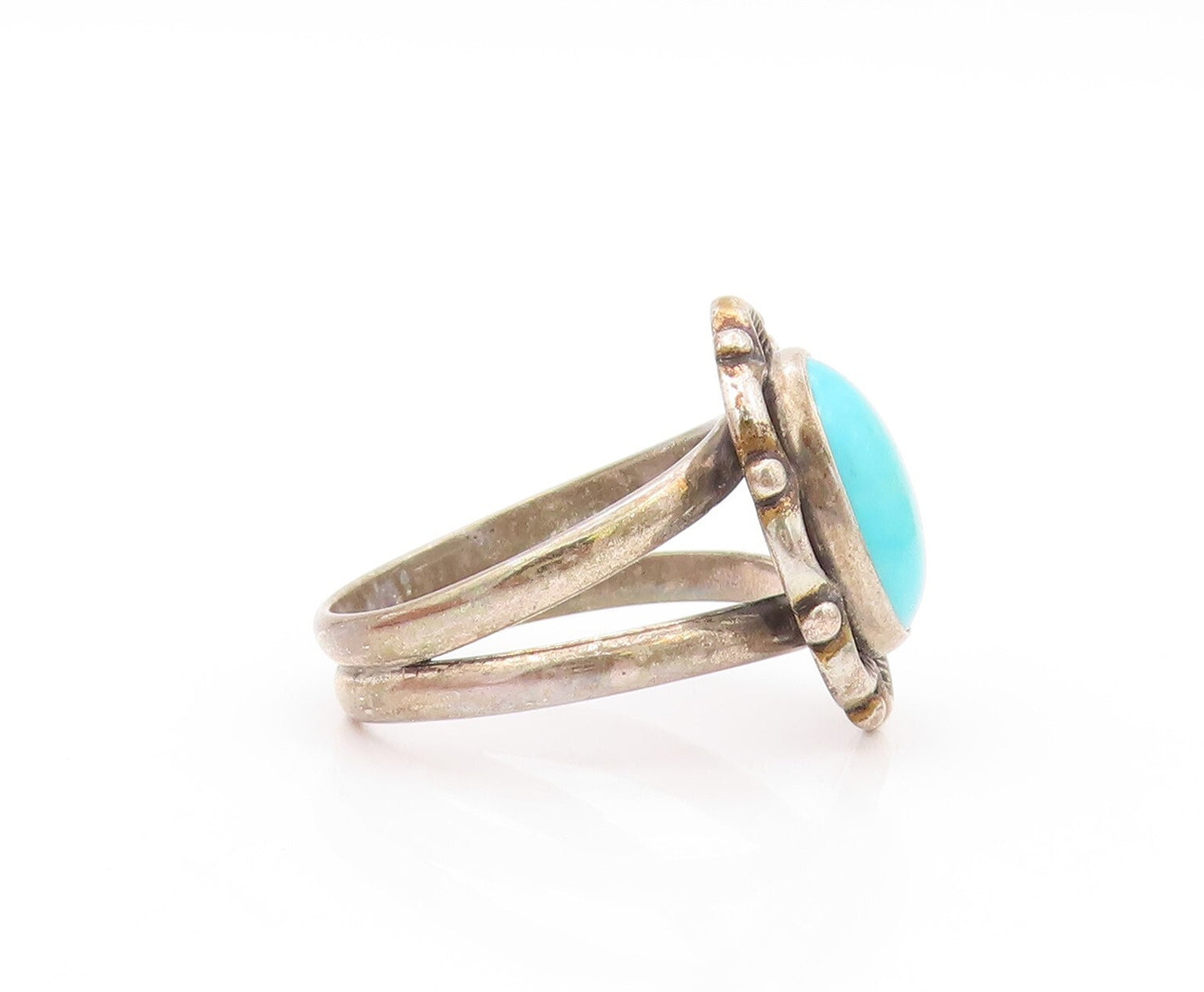 925 Sterling Silver Vintage Ring SOUTHWESTERN Larimar Cutout Flower SZ 9 RG32064
