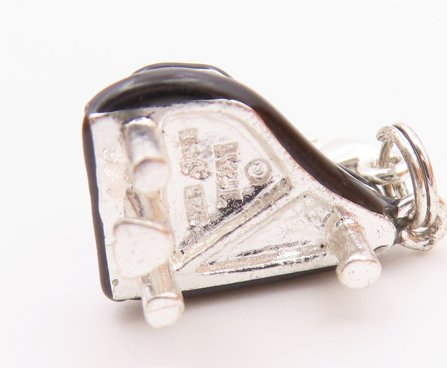 925 Sterling Silver  Vintage Enamel Coated Grand Piano Pendant  PT17529