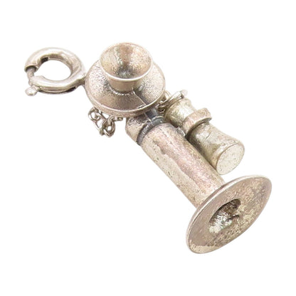 925 Sterling Silver Vintage Pendant Antique Candlestick Telephone Charm  PT25024