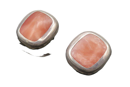 MEXICO 925 Silver  Vintage Pink Mother Of Pearl Non Pierce Earrings  EG7909