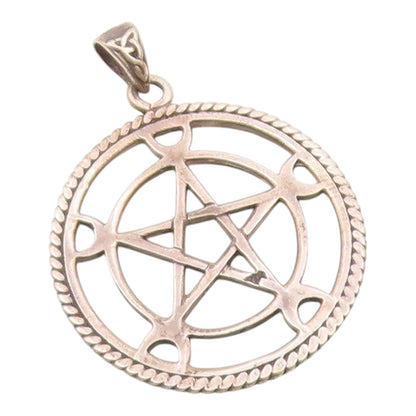 PETER STONE 925 Silver  Vintage Pentagram Star Crescent Moon Pendant  PT20327