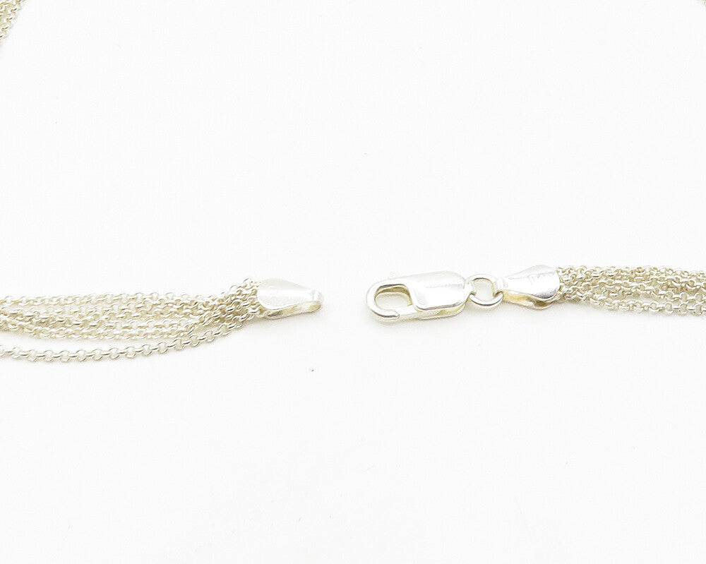 925 Silver & 14K GOLD Vintage Love Heart Multi Strand Chain Necklace NE3051