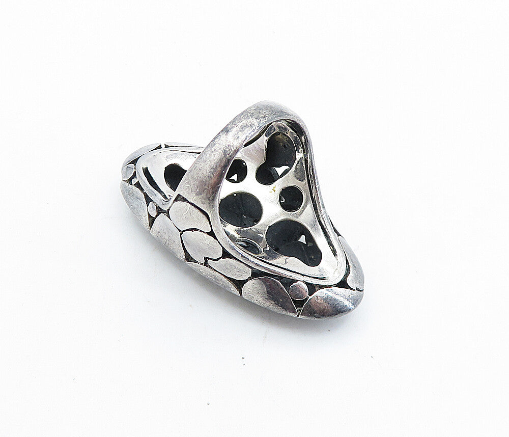 925 Sterling Silver  Vintage Dark Tone Oval Dome Cocktail Ring Sz 6  RG6105