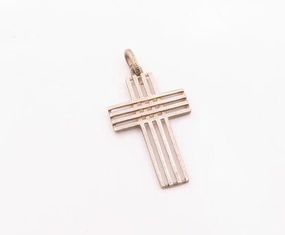 EUROPEAN 925 Sterling Silver  Vintage Linear Religious Cross Pendant  PT20408
