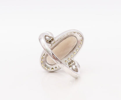 925 Sterling Silver Vintage Ring Oval Smoky Quartz Halo Citrine Sz 10.5  RG30762