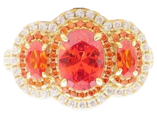 925 Sterling Silver Vintage Ring Gold Plated Multi Color Topaz  Sz 7  RG30126
