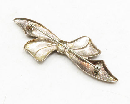 925 Sterling Silver  Vintage Bow Tied Ribbon Smooth Brooch Pin  BP4574