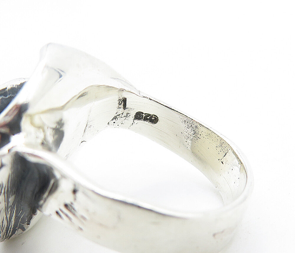 925 Sterling Silver  Vintage Oxidized Sculpted Statement Ring Sz 8.5  RG5807
