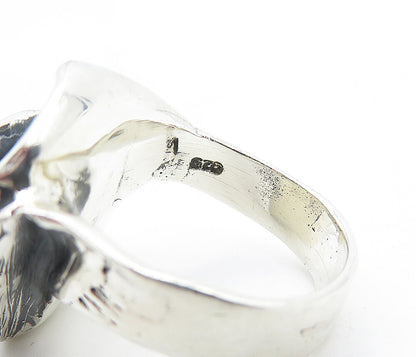 925 Sterling Silver  Vintage Oxidized Sculpted Statement Ring Sz 8.5  RG5807