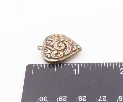 925 Sterling Silver  Vintage Hollow Patterned Love Heart Pendant  PT17357