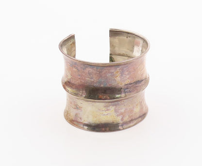 925 Sterling Silver Vintage Bracelet PAMELA LEVIN Modernist Wide Cuff  BT12132