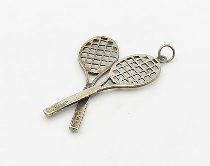 AVEDON 925 Sterling Silver  Vintage Dark Tone Tennis Rackets Pendant  PT12692