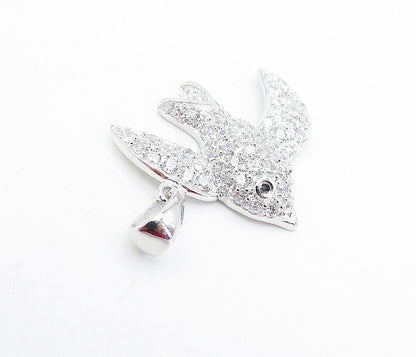 925 Sterling Silver  Sparkling Cubic Zirconia Swimming Fish Pendant  PT5205