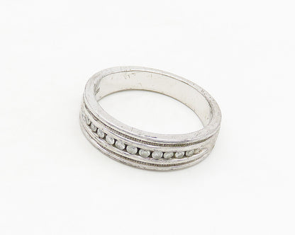 925 Sterling Silver  Vintage Genuine Diamonds Large Band Ring Sz 10.5  RG17647
