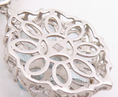 925 Sterling Silver Vintage Pendant Tanzanite & Topaz Floral Choker  PT25330