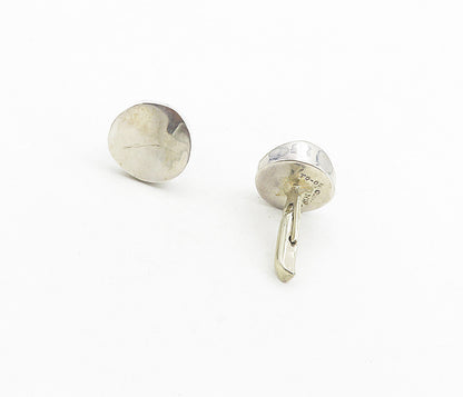MEXICO 925 Sterling Silver  Vintage Shiny Round Concave Cuff Links  TR1559
