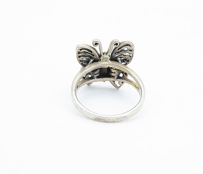 925 Sterling Silver  Vintage Butterfly Motif Split Band Ring Sz 5.5  RG6261