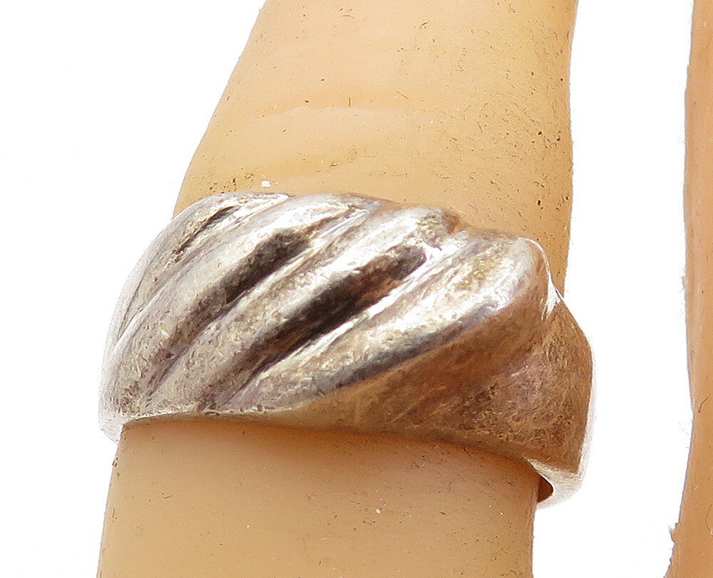 MEXICO 925 Silver  Vintage Dark Tone Fluted Dome Smooth Band Ring Sz 7  RG6976