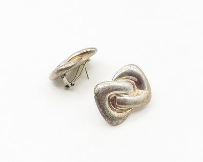FREDERIC JEAN DUCLOS 925 Sterling Silver Vintage Shiny Knot Drop Earrings EG8908