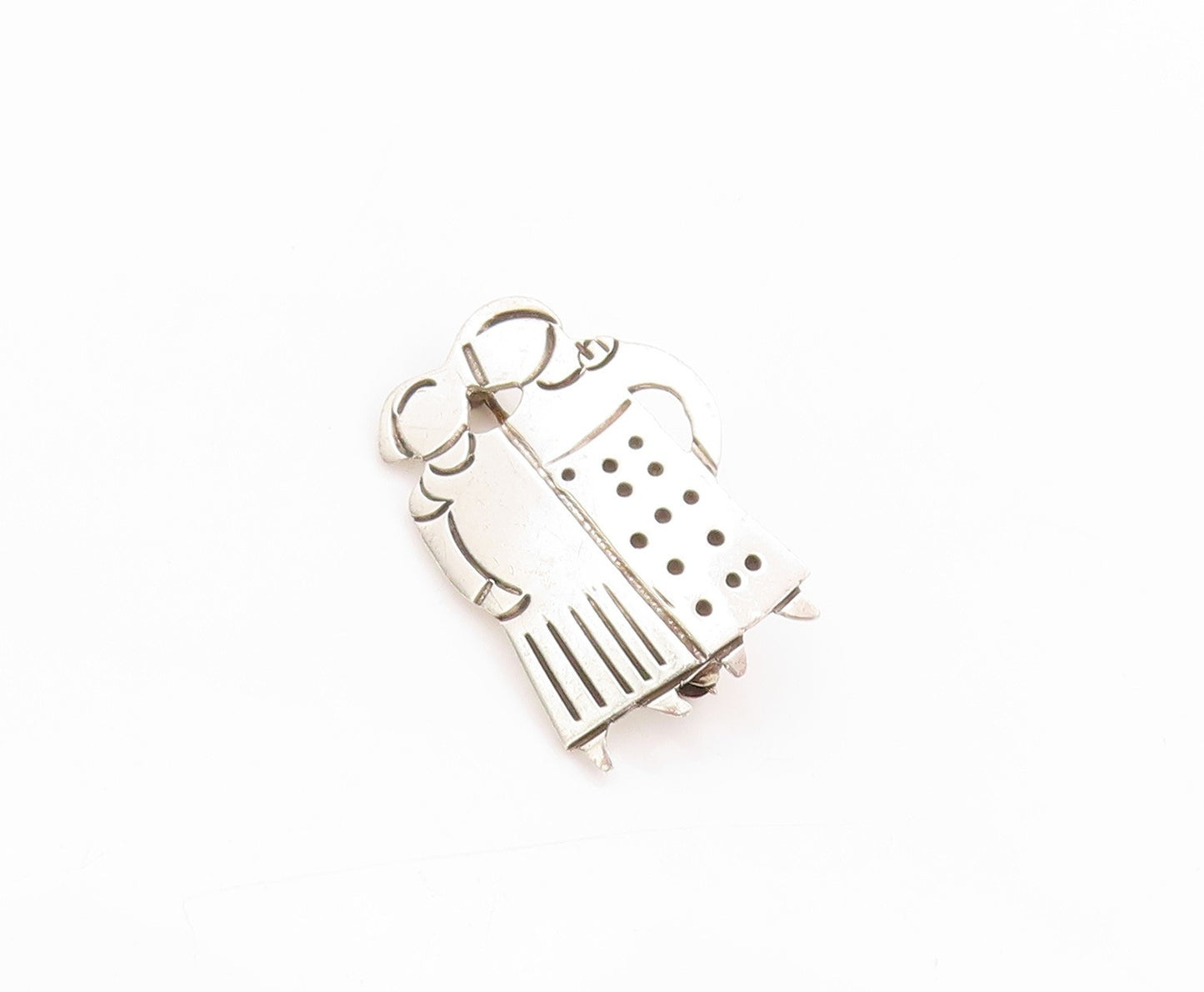 925 Sterling Silver Vintage Brooch Two Girls Hanging Around Best Friends BP11637