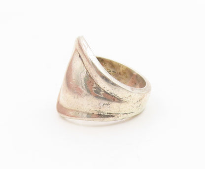 925 Sterling Silver Vintage Ring Modernist Abstract Design Band  Sz 7.5  RG36200