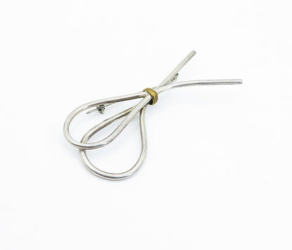 925 Sterling Silver  Vintage Two Tone Tied Loop Design Brooch Pin  BP1267