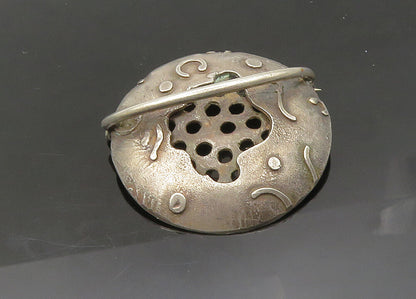 925 Sterling Silver  Vintage Modernist Dark Tone Cutout Brooch Pin  BP8519