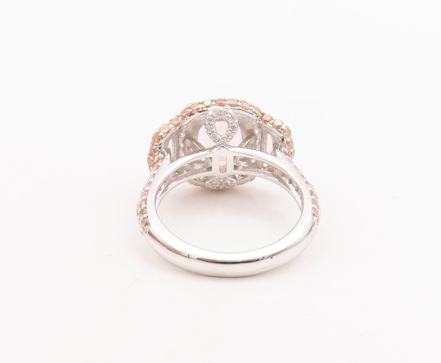 925 Sterling Silver Vintage Ring Rectangle Shape Three Tone CZ  Sz 7  RG29590