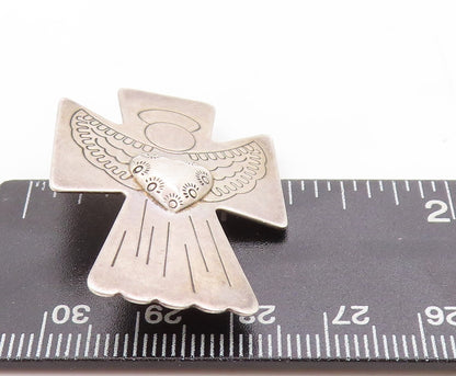 925 Sterling Silver Vintage Brooch Pin CAROLYN POLLACK Angel Cross  BP11307