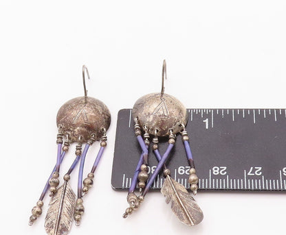 925 Sterling Silver Vintage Earrings Dark Tone Domed Dream Catcher  EG13462