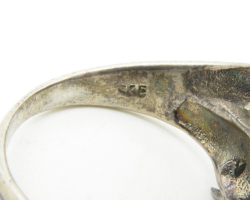 925 Sterling Silver  Vintage Dark Tone Double Dolphin Band Ring Sz 7  RG11865