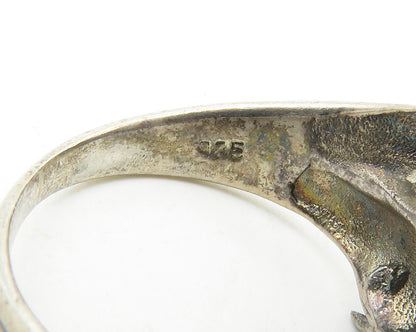 925 Sterling Silver  Vintage Dark Tone Double Dolphin Band Ring Sz 7  RG11865