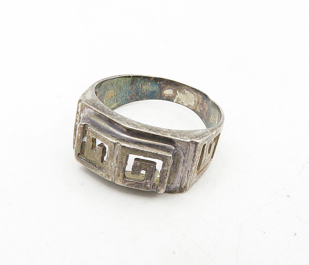925 Sterling Silver  Vintage Dark Tone Open Spiral Band Ring Sz 8  RG9050