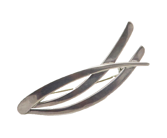 ISRAEL 925 Sterling Silver  Vintage Modernist Smooth Shiny Brooch Pin  BP6668
