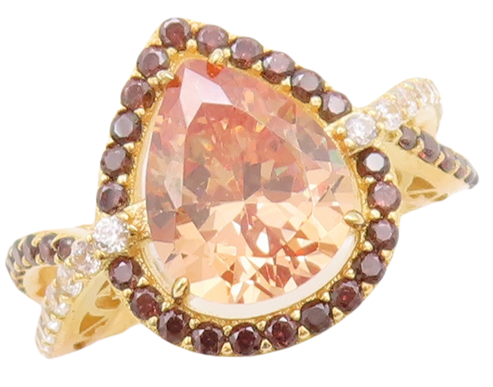 925 Sterling Silver Vintage Ring Gold Plated Designer Gemstones  Sz 7  RG29476