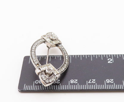 JENNA NICOLE 925 Sterling Silver  Vintage Cubic Zirconia Brooch Pin  BP8494
