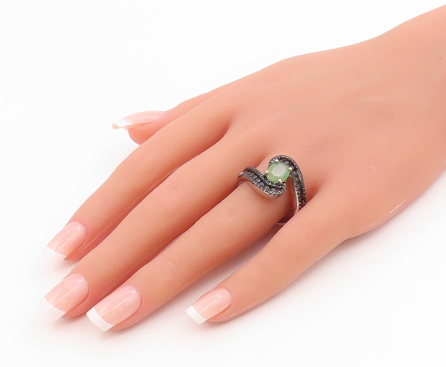 925 Sterling Silver Vintage Ring Elegant Opal & Spinel Bypass  Sz 10  RG35649